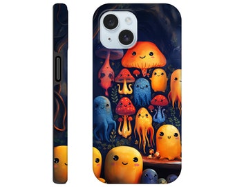 Funny Alien Hardshell Case, Phone Protection with Aliens in a Cave, Glow-in-the-Dark Monster Phone Cover, Smartphone Case with Creatures