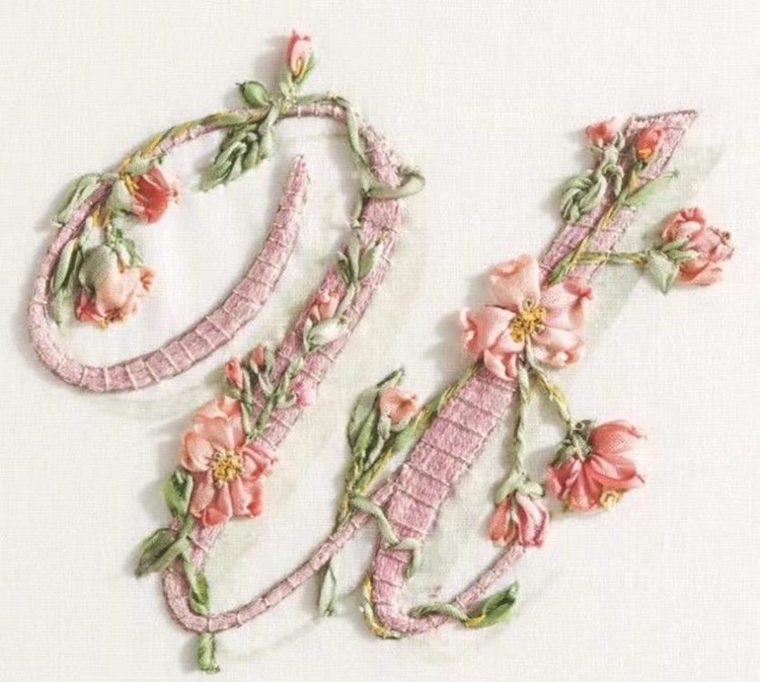 Floral Monogram Silk Ribbon Embroidery Kit: Beginner DIY Craft - Etsy