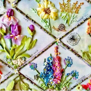 Silk Ribbon Embroidery & Stumpwork DIY Kit: Floral Art Tutorial - Etsy