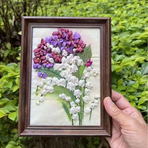 Lily of the Valley Silk Ribbon Embroidery Kit for Beginners | Step-by-Step Tutorial Video, Hand Embroidery Starter Set