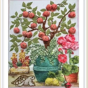 3D Orange Ribbon Embroidery Kit for Beginners | Hand Embroidery & Stumpwork Set with Tutorial Video, DIY Family Gift Idea