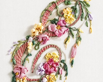 Blumen Monogramm Seidenband Stickpackung: Anfänger DIY mit Video
