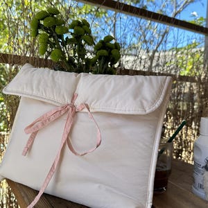 Quilted Cotton Bible Cover with Bow: Elegant Book Sleeve Case