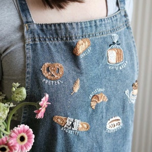 Schürze Kit - Jeans Schürze mit Stickmuster: Bread Meeting DIY Geschenk