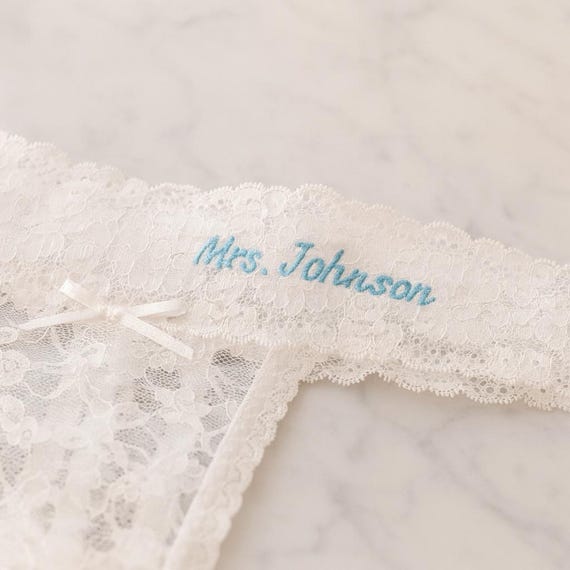 Personalized Bridal Lace Thong – Custom Mrs Wedding Underwear Gift