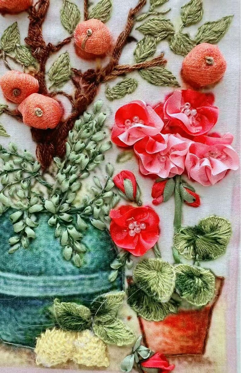 3D Orange Ribbon Embroidery Kit: Stumpwork DIY Set With Video - Etsy