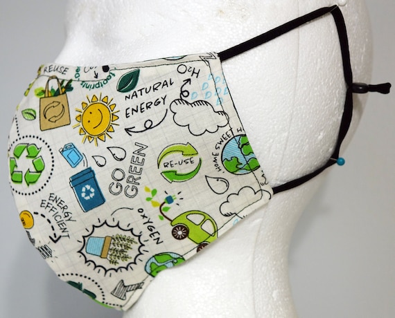 Go Green Face Mask: Reversible Organic Cotton Mask with Adjustable Straps