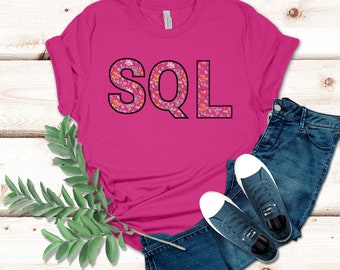 Koszulka SQL Koszulka Data Engineer Koszulka Data Science Koszulka Coding T-shirt Prezent dla programistów Koszulka Software Engineer Floral Unisex