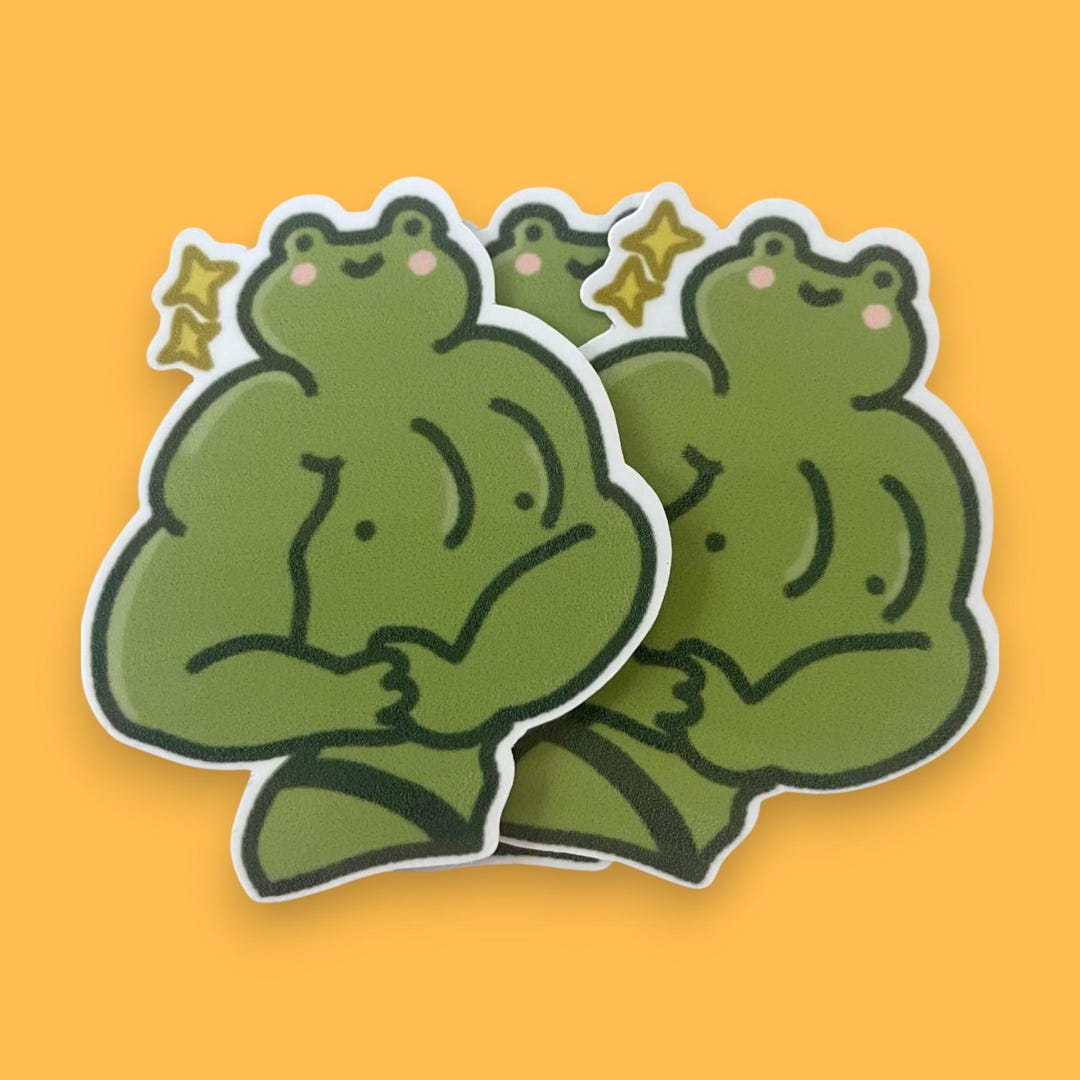Buff Frog Sticker: Funny Meme, Water RESISTANT - Etsy