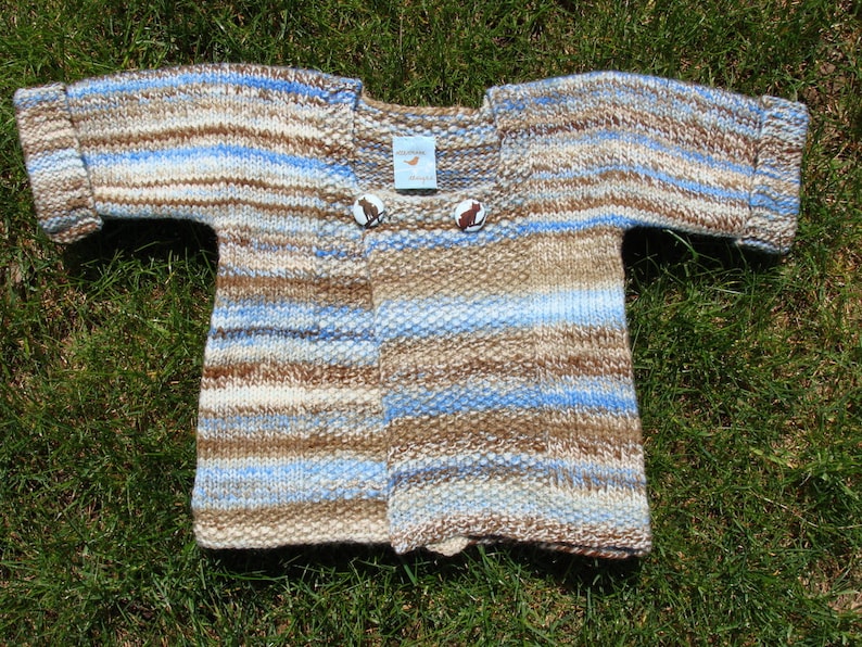 sandy beach handspun handknit baby sweater image 1