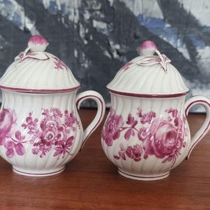 2 Pink Limoges Fine Porcelain Lidded Pots | Pots à Crème |  French Makers Theodore Haviland | Pudding Desserts | Kitchenware | Cooking