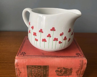1980s Ceramic Squat Poppies Poppy Milk Jug Kitchen dining drink tea