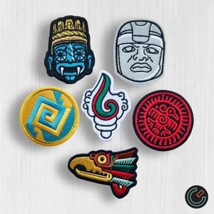 Pre-Hispanic Mexican Aztec Iron-On Embroidered Patch 6 pack