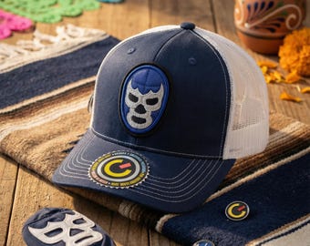 Gorra Lucha Libre Blue Demon Trucker Snapback Máscara Bordada
