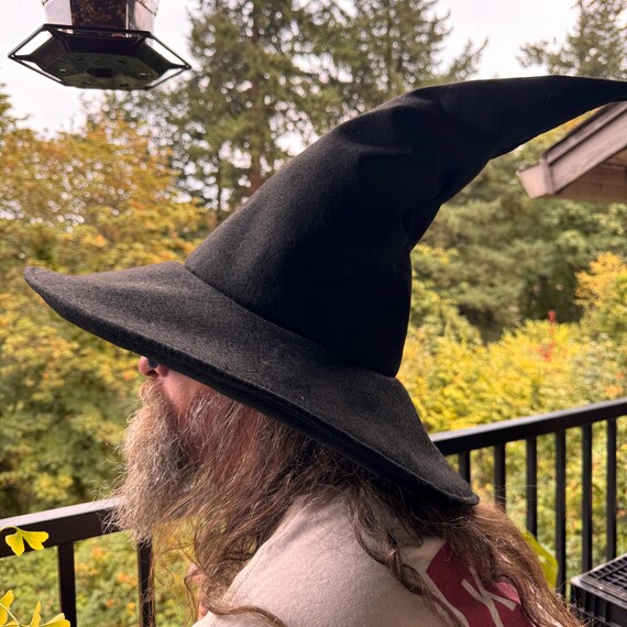 Wool Blend Wide Brim Witch Hat For Halloween | Wizard Cap Costume Accessory