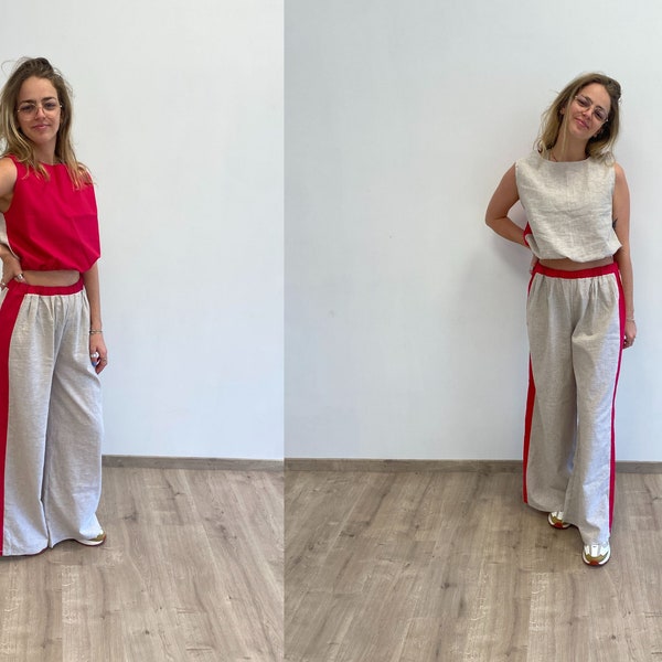 Ensemble en Lin et Coton Rose