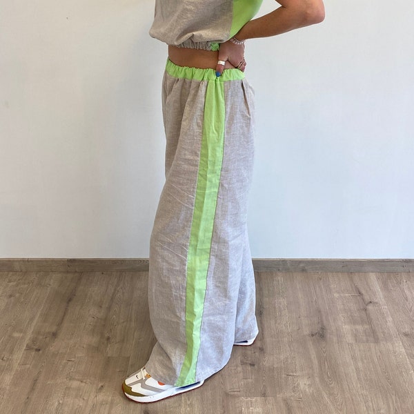 Pantalon Lin et Coton Vert