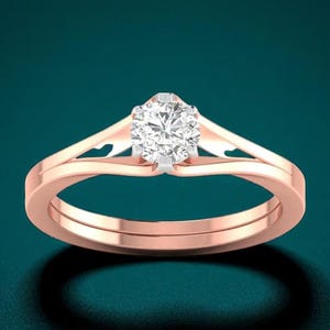 Solitaire Diamond Engagement Ring | 14K Yellow Gold Split Shank Ring | Classic Promise Ring for Her | Lab Grown Diamond | Gift For Her