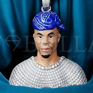 Custom Iced Out Hip Hop Pendant, Personalized Bling Necklace, CZ Bust Charm, Men&#39;s Urban Jewelry Gift, 3D Custom Photo Pendant For Men Women
