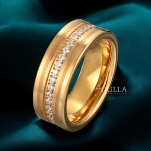 18k Gold Diamond Eternity Band - Men&#39;s Wedding Ring