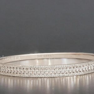 White Gold Statement Diamond Bangle,Wide Gold Bracelet with Marquise and Round Cut Diamonds ,Luxury Bridal Jewelry,Elegant Anniversary Gift