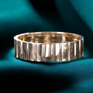 Men&#39;s Textured Gold Wedding Band, Unique Brushed Gold Ring, 14K Gold Statement Ring, Modern Minimalist Jewelry for Him, Mens Gold Ring Gift
