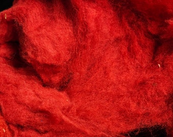 Red Merino Wool Card Waste 21 Microns Felting and Spinning 4 Ounces