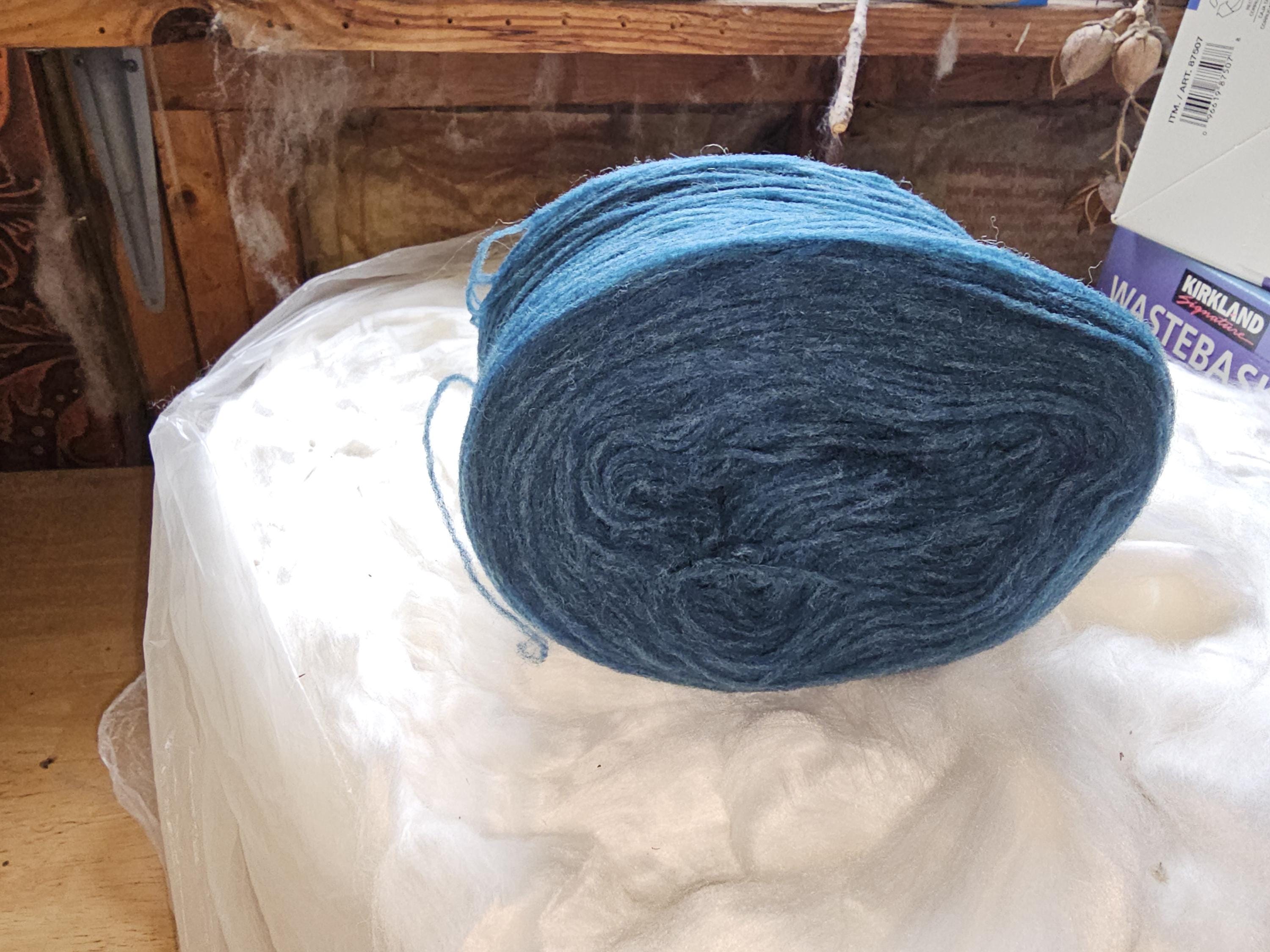 Pencil Roving 22 Micron Merino Wool Dark Blue Spin Card Felt Half Pound ...