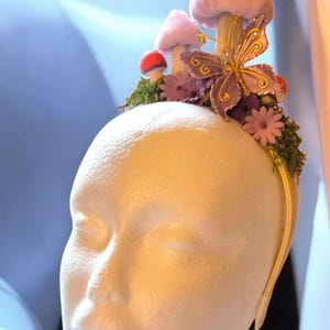 Enchanting Mushroom Forest Headband , fairy costume, mother nature cosplay. godess crown. elf headpiece. Halloween or Ren fair.