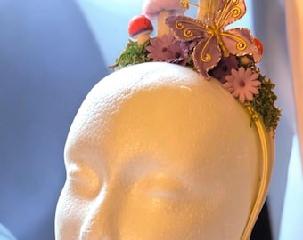 Enchanting Mushroom Forest Headband , fairy costume, mother nature cosplay. godess crown. elf headpiece. Halloween or Ren fair.