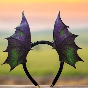 Green and purple  Dragon Wings Headband - Fantasy   Halloween bat wing hair accessories. Dragonborn cosplay costume.