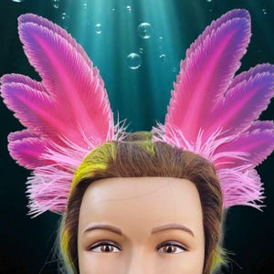 Bright pink axolotl headband-perfect for cosplay, festivals, aquatic-themed parties, Halloween and more. Handmade