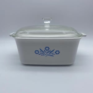 Vintage Corningware Bread Loaf Pan with Lid: Cornflower P-4-B, 1.5 Qt