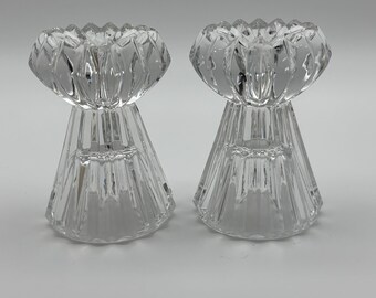 Candelabros reversibles vintage Mikasa Diamond Fire Crystal (par)