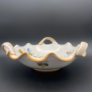 DERUTA ITALY | M. O. D. | Fruit Bowl | Three Handled | Hand Painted | FREE Shipping!!!!