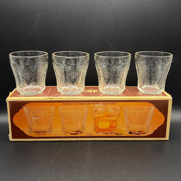 Juego de vasos de vidrio Indiana Glass Recollection Rocks / Low Ball, nuevo en caja, vintage