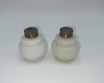 Vintage Milk Glass Salt & Pepper Shakers | Swirl Design