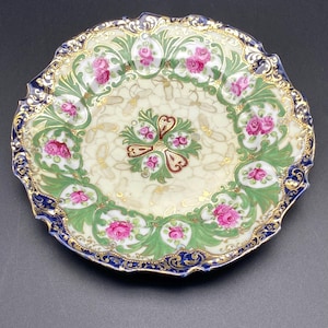 NIPPON 1920’s | Decorative | Hand Painted | Gold Blue Green Plate |  FREE Shipping!!!!