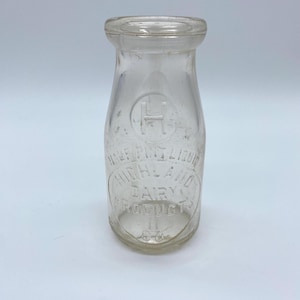 HIGHLAND DAIRY Products Half Pint Vintage Glass Bottle FREE Shipping