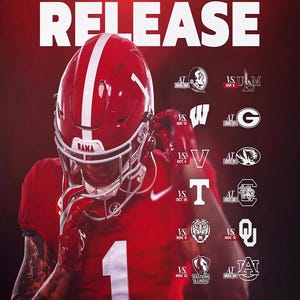 Alabama Crimson Tide 2025 Schedule Poster 11 x 17&quot; Roll Tide Roll RTR