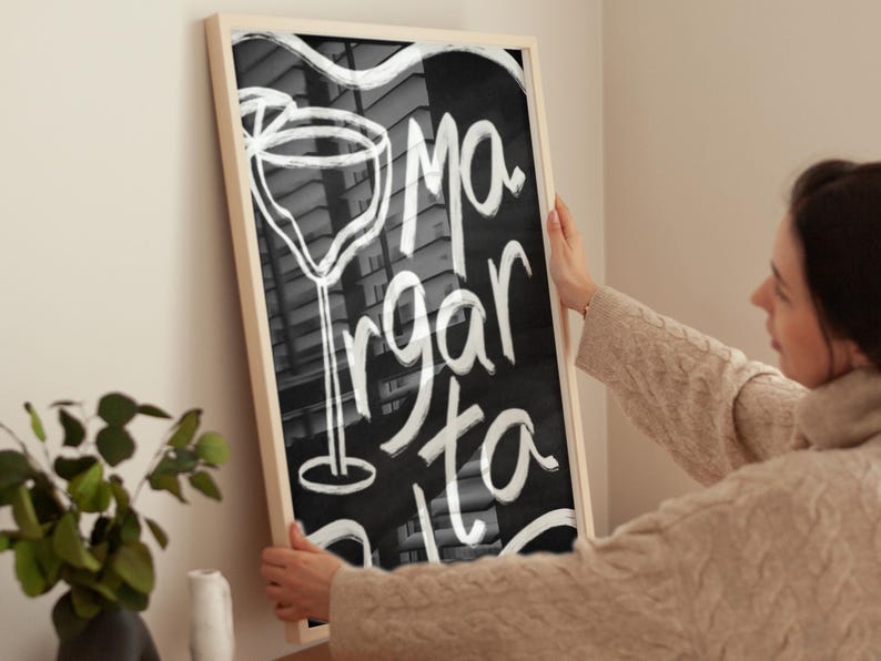 Margarita Chalkboard Art Print Bar Decor, Cocktail Wall Art, Vintage