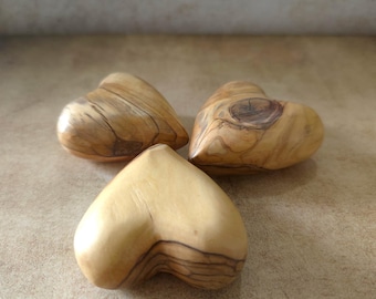 Olive Wood Heart Set: Hand Carved Holy Land Decor