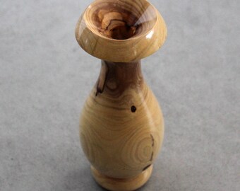 Hand Carved Olive Wood Vase: Rustic Home Decor