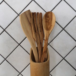 Handcrafted Olive Wood Utensil Set: Jerusalem Kitchen Decor