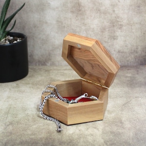 Handmade Olive Wood Jewelry Box: Small Keepsake Box, Jerusalem Gift