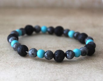 Obsidian & Lava Stone Bracelet: Crystal Bead Healing Jewelry, Handcrafted in Jerusalem