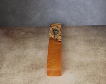 Olive Wood Mezuzah: Honey Epoxy, Jewish Home Blessing
