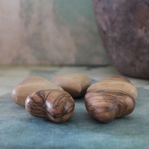 Hand Carved Olive Wood Hearts - Set of 5 - Holy Land Gift
