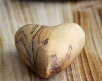 A pair of Beautiful Hand Carved Olive Wood Heart, Jerusalem, Holy Land Decor
