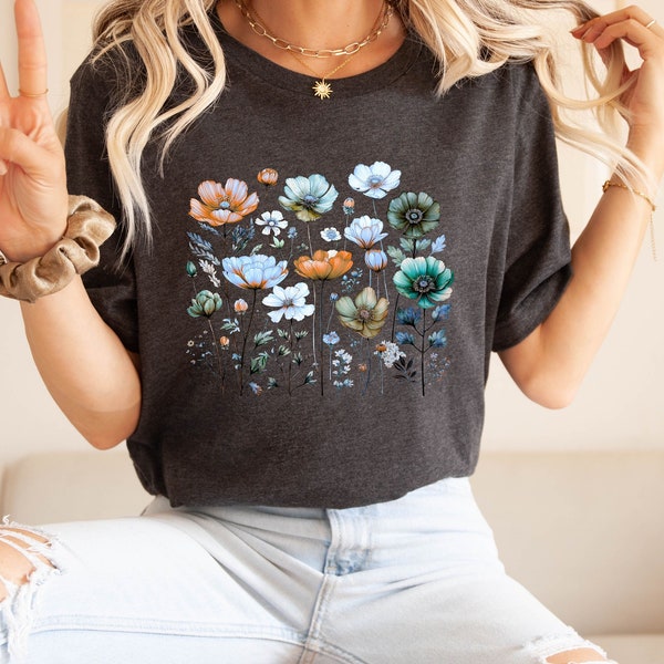 Flower Shirt,  Flower Shirt Aesthetic, Wild Flower Shirt, Summer, Gift For Her, Nature Lover Shirt, Floral Tshirt, Womens Tees